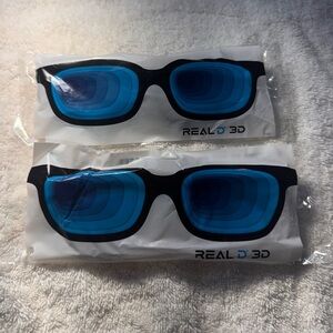 2 PACKAGES REAL 3D MOVIE GLASSES ONE SIZE FITS ALL NEW SEALED